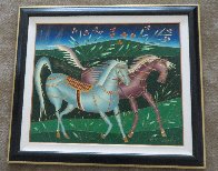 Running Horses 1994 33x33 Original Painting by Yuri Gorbachev - 5 Running Horses 1994 33x33 Original Painting by Yuri Gorbachev - 5
