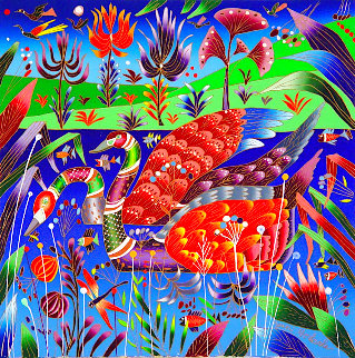 Swans 2008 24x24 with Book Original Painting - Yuri Gorbachev Swans 2008 24x24 with Book Original Painting - Yuri Gorbachev