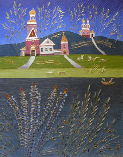 Russian Landscape 1992 30x24 Original Painting - Yuri Gorbachev