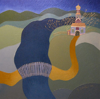 Russian Landscape # 12 1996 36x36 Original Painting - Yuri Gorbachev Russian Landscape # 12 1996 36x36 Original Painting - Yuri Gorbachev
