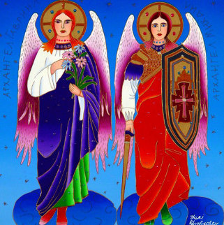 Archangels Gabriel And Michael 2012 24x24 Original Painting - Yuri Gorbachev Archangels Gabriel And Michael 2012 24x24 Original Painting - Yuri Gorbachev