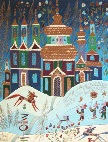 Winter in St. Petersburg 1998 22x26 Original Painting - Yuri Gorbachev
