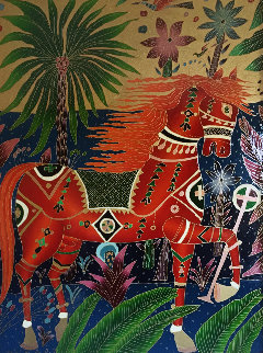 Red Horse 1990 40x52 Original Painting - Yuri Gorbachev Red Horse 1990 40x52 Original Painting - Yuri Gorbachev