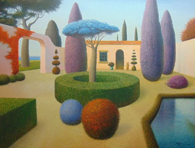 Garden With Blue Tree 2012 40x52 Original Painting by Evgeni Gordiets