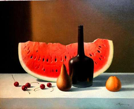 Still Life With Watermelon Painting  2008 24x30 Original Painting - Evgeni Gordiets