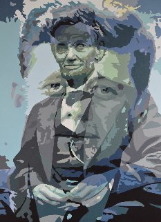 Anathema: JFK and Lincoln, Painting 10 2018 61x43 Huge Original Painting - Gordon Carter