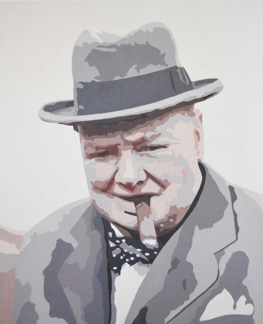 Icons of the 20th Century, Winston Churchill 2019 Oil on Wood 21x17 by ...