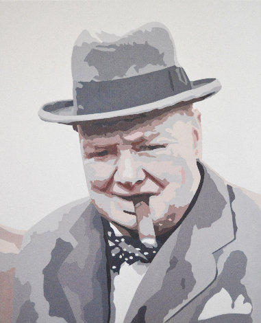 Icons of the 20th Century, Winston Churchill 2019 21x17 Original Painting - Gordon Carter