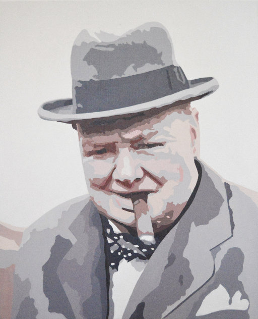 Icons of the 20th Century, Winston Churchill 2019 21x17 Original Painting by Gordon Carter