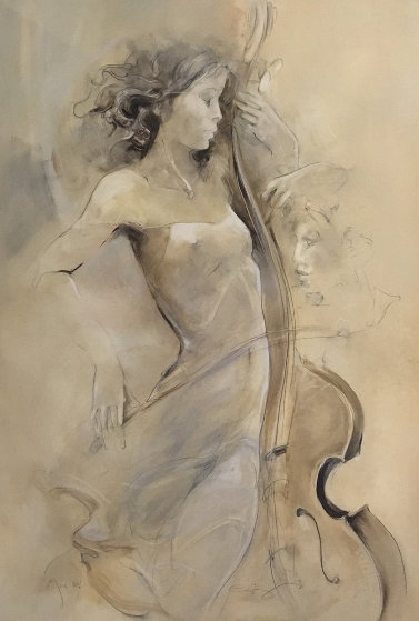 jurgen Gorg Muse, female figure , cellist, musical instrument by Jurgen ...