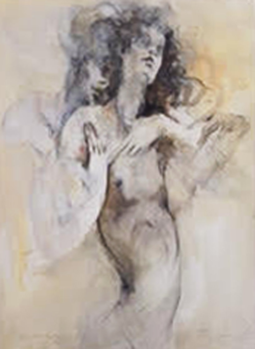 Nude Man and Women 1977 36x44 Huge Original Painting by Jurgen Gorg