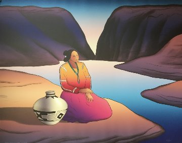 Triptych; Waterfall, Canyon Woman, Woman At the Lake 1989 Limited Edition Print - R.C. Gorman Triptych; Waterfall, Canyon Woman, Woman At the Lake 1989 Limited Edition Print - R.C. Gorman