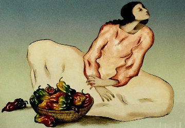 Lady With Peppers 1982 Limited Edition Print - R.C. Gorman Lady With Peppers 1982 Limited Edition Print - R.C. Gorman