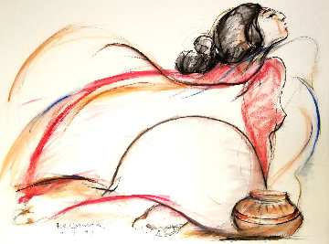 Red Shawal 1977 30x22 Original Painting - R.C. Gorman