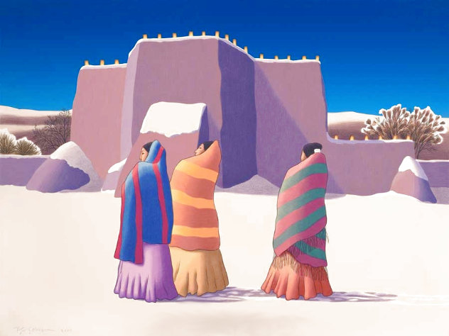 Winter Lights 2000 Taos Pueblo - New Mexico Limited Edition Print by R.C. Gorman