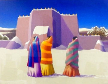 Winter Lights 2000 Taos Pueblo,  Limited Edition Print - R.C. Gorman