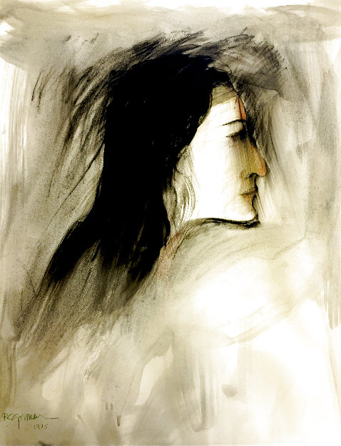 Portrait of a Woman 1975 34x28 Original Painting - R.C. Gorman