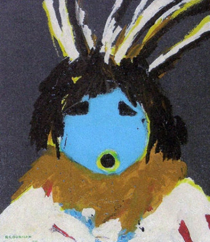 Blue Indian 1968 Very Early Work 24x20 Original Painting - R.C. Gorman