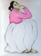 Woman with Raspberry Blouse Pastel 1985 28x22 Works on Paper (not prints) by R.C. Gorman - 0 Woman with Raspberry Blouse Pastel 1985 28x22 Works on Paper (not prints) by R.C. Gorman - 0