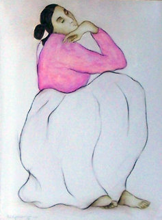 Woman with Raspberry Blouse Pastel 1985 28x22 Works on Paper (not prints) - R.C. Gorman Woman with Raspberry Blouse Pastel 1985 28x22 Works on Paper (not prints) - R.C. Gorman