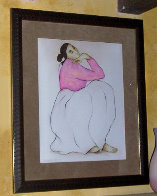 Woman with Raspberry Blouse Pastel 1985 28x22 Works on Paper (not prints) by R.C. Gorman - 1 Woman with Raspberry Blouse Pastel 1985 28x22 Works on Paper (not prints) by R.C. Gorman - 1