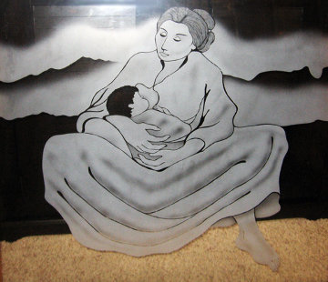 Mother and Child Glass Panel 1985 Sculpture - R.C. Gorman Mother and Child Glass Panel 1985 Sculpture - R.C. Gorman