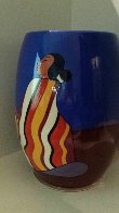 Striped Blanket Ceramic Vase 1993 Sculpture by R.C. Gorman - 7 Striped Blanket Ceramic Vase 1993 Sculpture by R.C. Gorman - 7