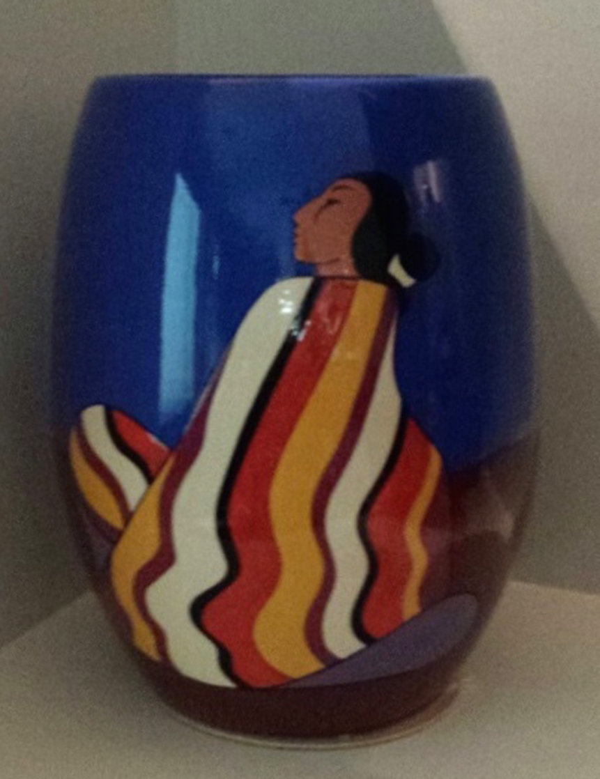 Striped Blanket Ceramic Vase 1993 Sculpture by R.C. Gorman Striped Blanket Ceramic Vase 1993 Sculpture by R.C. Gorman