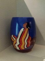 Striped Blanket Ceramic Vase 1993 Sculpture by R.C. Gorman - 2 Striped Blanket Ceramic Vase 1993 Sculpture by R.C. Gorman - 2