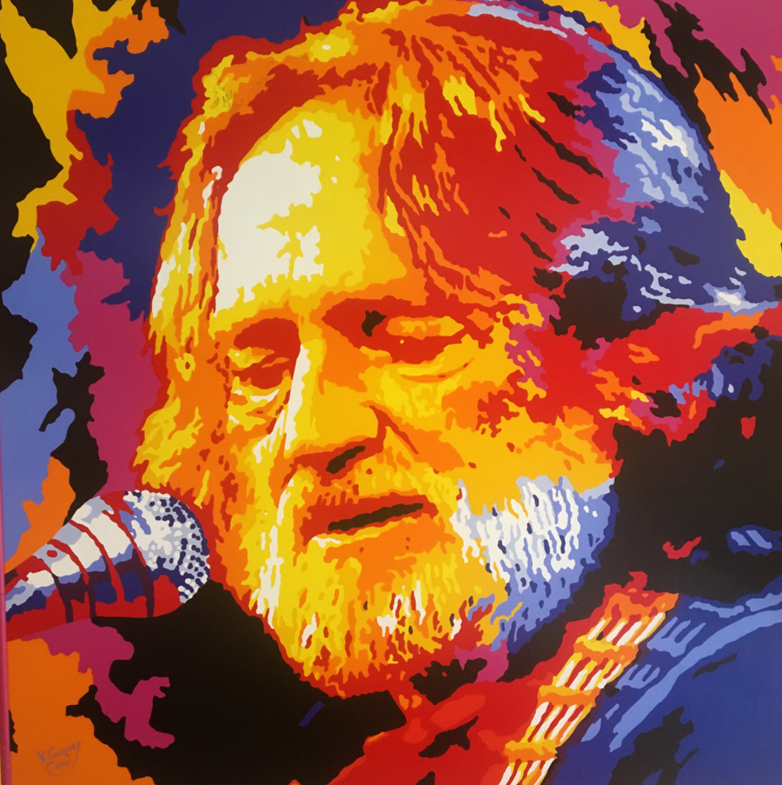 Willie Nelson 2005 52x52 HS by Willie Original Painting by Vladimir Gorsky