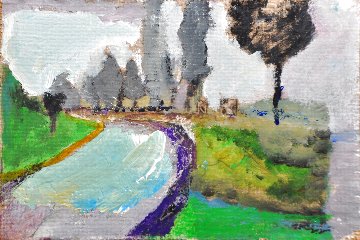Tree Scattering 1995 13x15 Original Painting - Tonino Gottarelli Tree Scattering 1995 13x15 Original Painting - Tonino Gottarelli