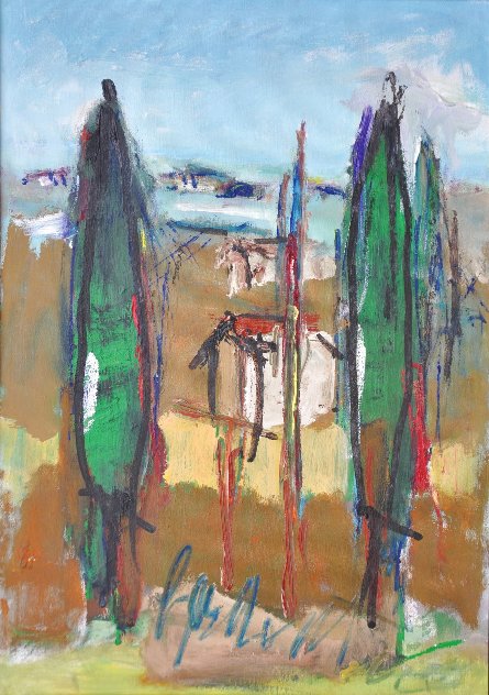 Among the Cypresses 1991 28x19 Original Painting by Tonino Gottarelli