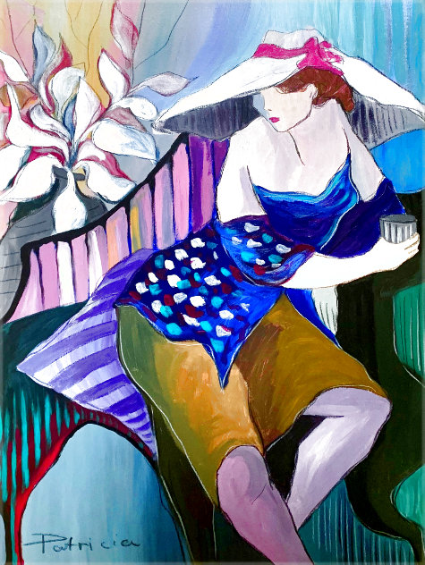 Woman in Blue 1988 42x30 Huge Original Painting by Patricia Govezensky