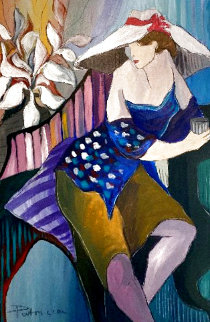 Woman in Blue 1988 42x30 Super Huge Original Painting - Patricia Govezensky Woman in Blue 1988 42x30 Super Huge Original Painting - Patricia Govezensky