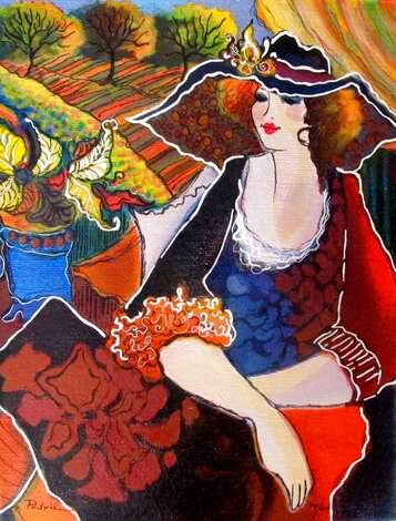 Lady Chapeau 2004 Embellished Serigraph on Canvas Limited Edition Print - Patricia Govezensky