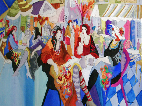 Conversation Watercolor 1999 32x53 - Huge Watercolor - Patricia Govezensky