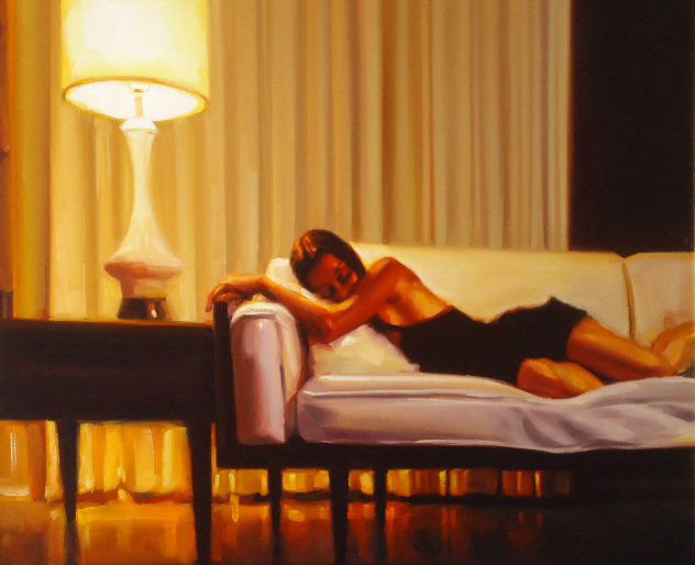 Woman on Couch 23x27 Original Painting by Carrie Graber