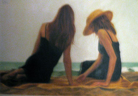 Conversation II 2004 18x30 Original Painting - Carrie Graber