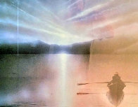 Fisherman on Sunset Watercolor 2010 32x42 Watercolor by John Graham - 0 Fisherman on Sunset Watercolor 2010 32x42 Watercolor by John Graham - 0
