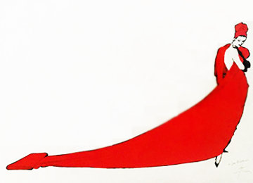 Le Drape Rouge Unique 1950 Works on Paper (not prints) - Rene Gruau