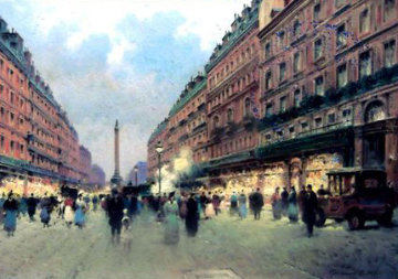 Place De Bastille, Paris, France 2014 19x24 Original Painting - Vasily Gribennikov