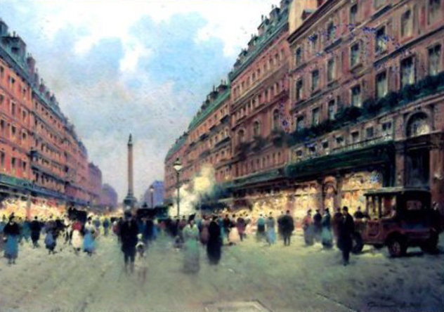 Place De Bastille, Paris, France 2014 19x24 Original Painting by Vasily Gribennikov