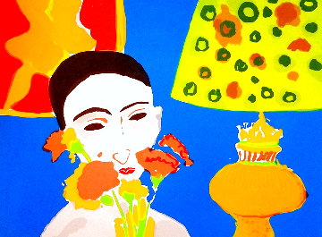 Woman With Flowers 1980 Limited Edition Print - John Grillo Woman With Flowers 1980 Limited Edition Print - John Grillo