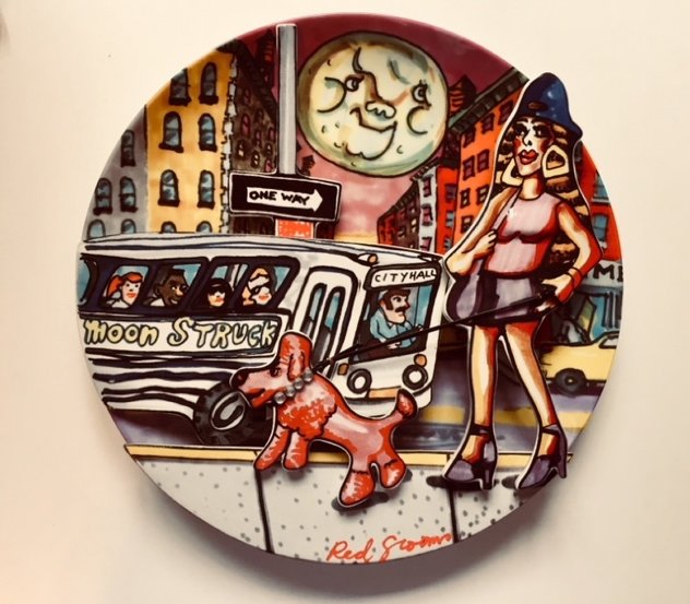 Moonstruck Porcelain Plate 1994 10 in Sculpture by Red Grooms