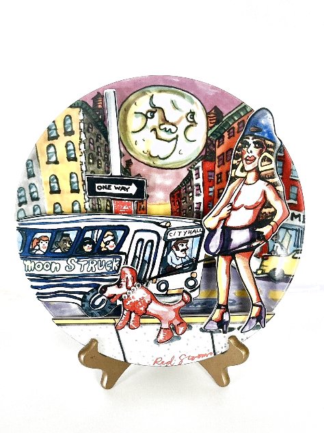 Moonstruck NYC Lady and Poodle 3-D Porcelain Plate 1994 10 in Other by Red Grooms