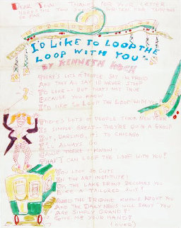 I'd Like to Loop the Loop with You and Tappy Toes, Set of 2 Illustrated 1968 Lyrics Drawing - Red Grooms I'd Like to Loop the Loop with You and Tappy Toes, Set of 2 Illustrated 1968 Lyrics Drawing - Red Grooms