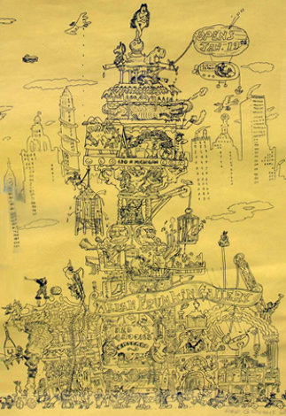 Allan Frumpkin Gallery Poster, Pen And Ink 1968 HS Works on Paper (not prints) - Red Grooms