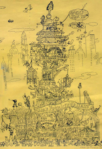 Allan Frumpkin Gallery Poster, Pen And Ink 1968 HS Works on Paper (not prints) by Red Grooms