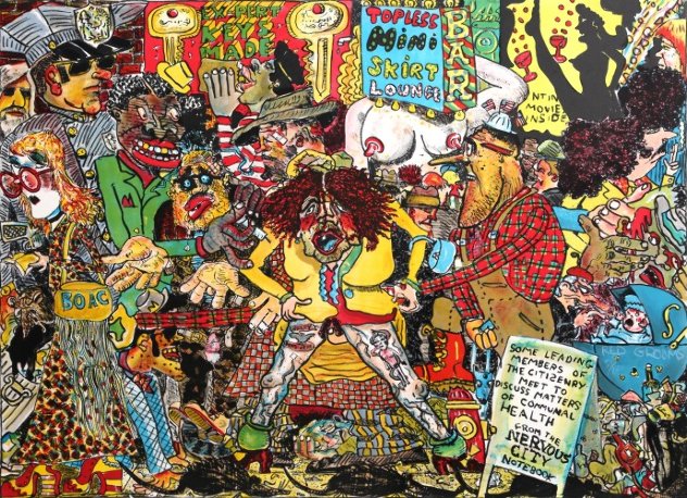 Nervous City Street Scene 1973 Limited Edition Print by Red Grooms