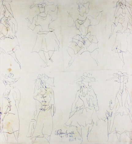 Women Drawing 1961 25x23 Works on Paper (not prints) - Chaim Gross